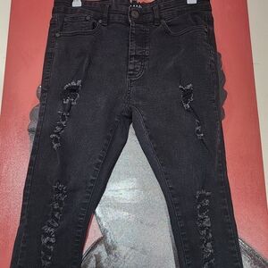 Boohoo Black Distressed Skinny Jeans for Men